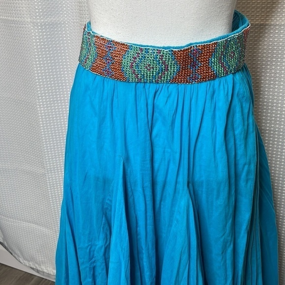 Sandy Starkman Boho Maxi Skirt Flared Beaded Belt Gypsy Godet Size Large - Picture 5 of 9